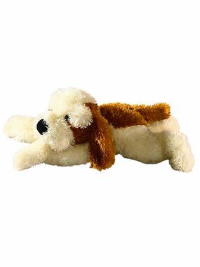 Burton + Burton Cream Tan Laying Dog Puppy Floppy Plush Stuffed Beanbag Toy 18"